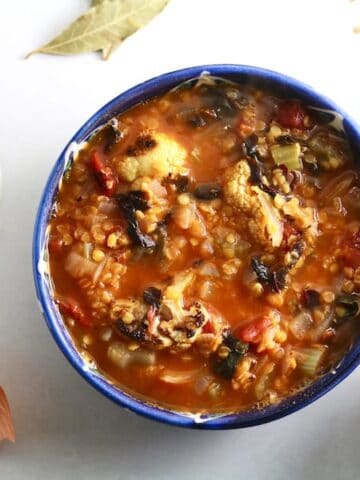 Spiced Red Lentil and Roasted Cauliflower Soup